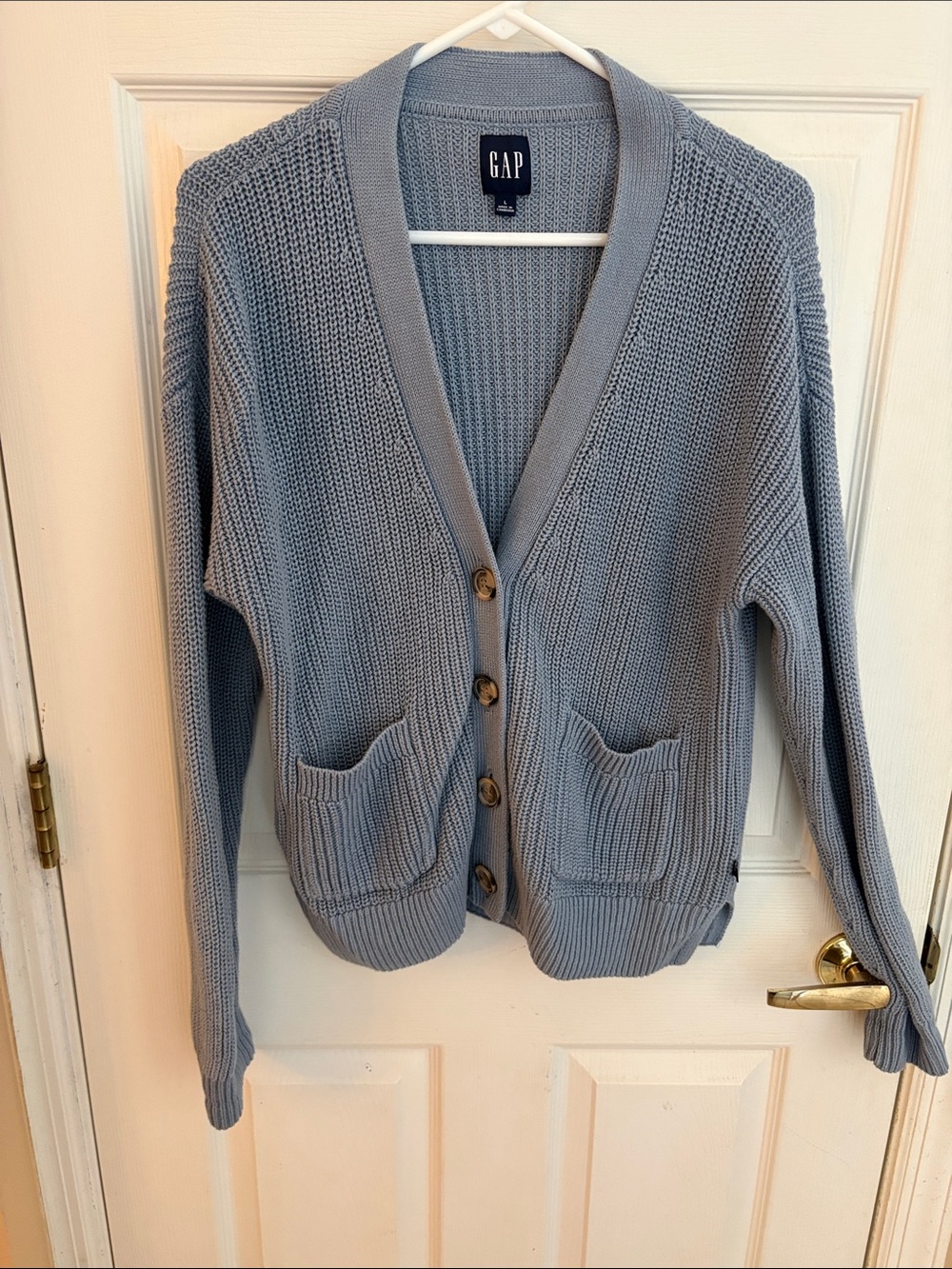 GAP slate Blue Button-Front Knit Cardigan size large